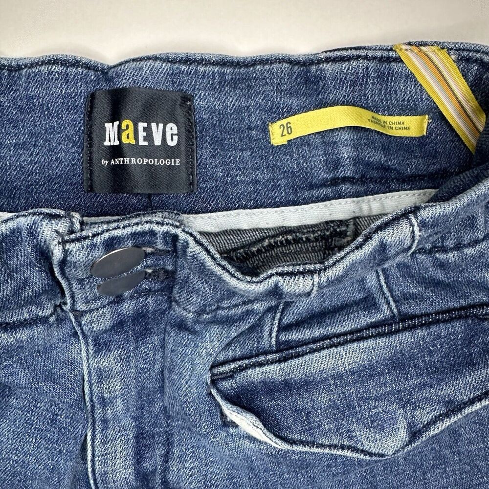 Maeve Anthropologie BOMBSHELL JEANS Women’s 26 Slim Straight High Rise Blue - Picture 4 of 7